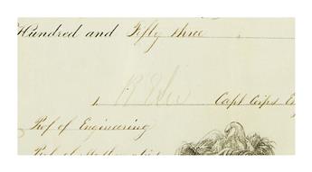 LEE, ROBERT E. Partly-printed vellum Document Signed, RELee, as Superintendent of the United States Military Academy,